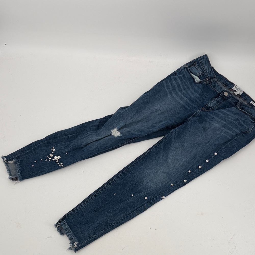 William Rast Dark Blue Skinny Jeans with Rhinestone Embellishments